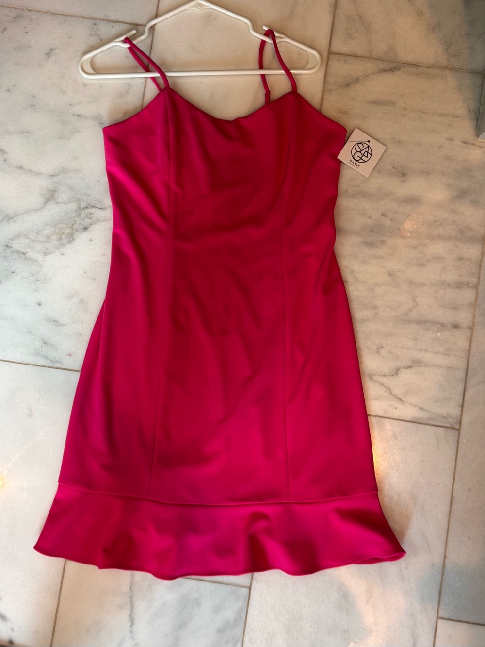 NWT Women’s Fuchsia Slip Dress with Ruffle Hem